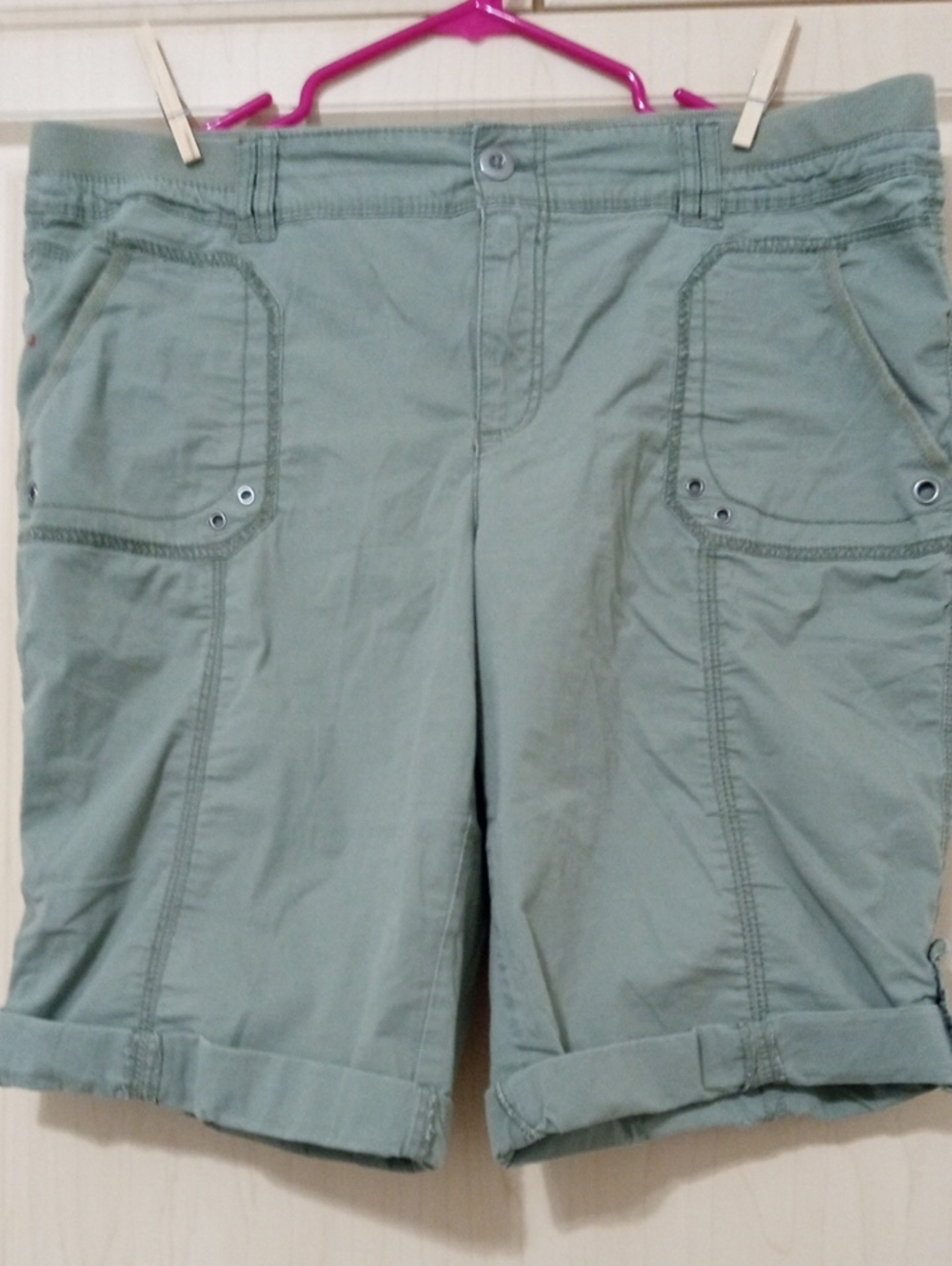 Women's Army Green Cargo Shorts